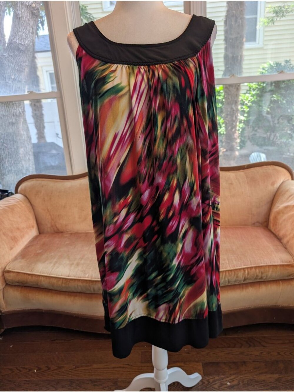 Ronni Nicole Sleeveless Shift Dress Size 14W Multicolor Abstract Print Lagenlook